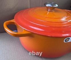 Le Creuset Signature Cocotte Ronde en Fonte Émaillée 7,25 Qt Orange Flamme