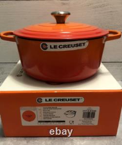 Le Creuset Signature Cocotte en Fonte 5,5 Quart, Orange Flamme NEUF