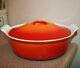 Le Creuset Vintage #26 Cocotte Ronde En Fonte Rouge Flamme Orange France Euc