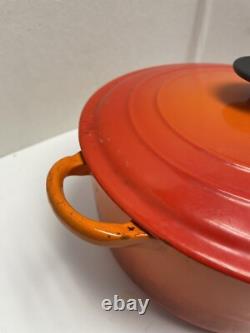 Le Creuset Vtg France F 5,5 L Orange Flamme Cocotte En Fonte Émaillée Avec Couvercle