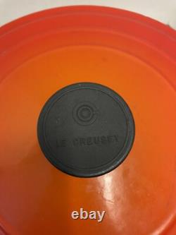 Le Creuset Vtg France F 5,5 L Orange Flamme Cocotte En Fonte Émaillée Avec Couvercle