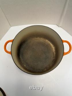 Le Creuset Vtg France F 5,5 L Orange Flamme Cocotte En Fonte Émaillée Avec Couvercle