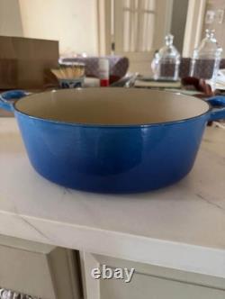 Le Crueset Cocotte Ovale 8qt Bleue Sans Couvercle en Pierre Émaillée Vintage