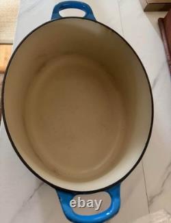 Le Crueset Cocotte Ovale 8qt Bleue Sans Couvercle en Pierre Émaillée Vintage