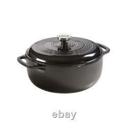 Lodge 6 Quart Dutch Oven, Cocotte en fonte émaillée avec couvercle, Chrome de Minuit