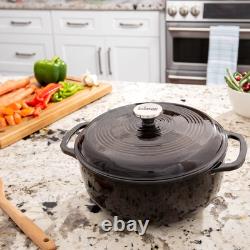 Lodge 6 Quart Dutch Oven, Cocotte en fonte émaillée avec couvercle, Chrome de Minuit