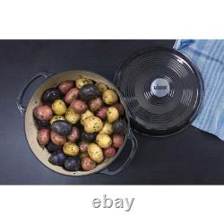 Lodge Faitout Rond Émaillé en Fonte Noire Résistant au Gril Avec Poignée Intégrée 6 Qt