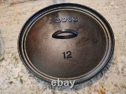 Lodge Fonte Dutch Oven 12 DO Timbre Fabriqué Aux États-Unis Vintage 3 Pieds Avec Poignée