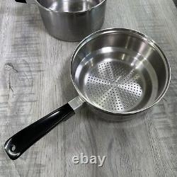 Lot de batterie de cuisine Lustre Craft vintage - 11 casseroles en acier inoxydable, cocotte hollandaise, pocheuse à œufs