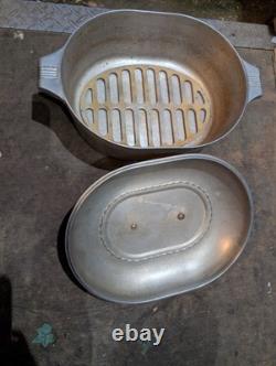 Magnalite Wagner Ware 4265 Rôtisseur Ovale Casserole Hollandaise Avec Grille Et Couvercle 8 Qt