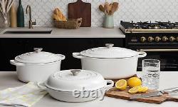 Marmite & Bouteille Cocotte en fonte émaillée avec couvercle surdimensionné 8 QT, Blanc