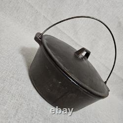 Marmite en fonte classique avec couvercle à gouttes et poignée - Rôti de camping vintage