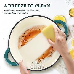 Marmite en fonte émaillée de 4,5QT avec couvercle, livre de recettes et maniques en coton