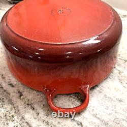 Marmite en fonte rouge Le Creuset #24 avec couvercle 4,5 litres. Fabriquée en France. EUC