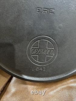 Marmite hollandaise Griswold Tite-top 10 avec couvercle Erie, Pennsylvanie 843, couvercle 180, poêle en fonte à 3 pieds