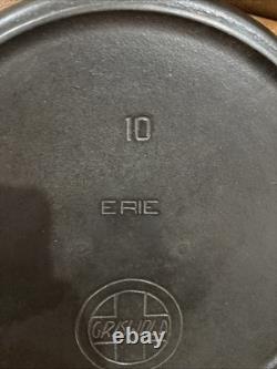 Marmite hollandaise Griswold Tite-top 10 avec couvercle Erie, Pennsylvanie 843, couvercle 180, poêle en fonte à 3 pieds