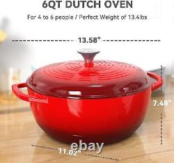 Marmite hollandaise avec couvercle, Cocotte en fonte émaillée 6 litres, Marmite en fonte