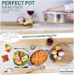 Marmite hollandaise en aluminium moulé de 5 pintes avec couvercle et grille, ustensile de cuisine cajun robuste