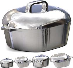 Marmite hollandaise en aluminium moulé de 5 pintes avec couvercle et grille, ustensile de cuisine cajun robuste