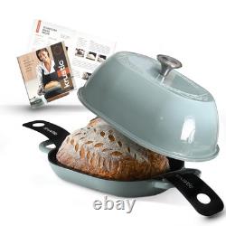Marmite ovale en fonte de 5,5 qt pour la cuisson du pain, émail couleur sel de mer Krustic, au levain
