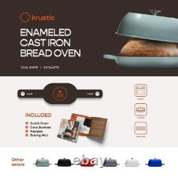Marmite ovale en fonte de 5,5 qt pour la cuisson du pain, émail couleur sel de mer Krustic, au levain