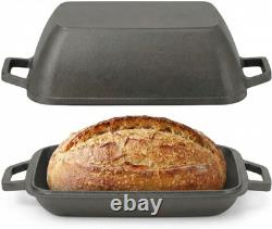 Marmite ovale en fonte pour la cuisson du pain, 12 x 8 pouces, pré-culottée pour le pain