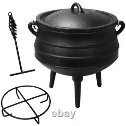 Marmite potjie en fonte à 3 pieds de 6 qt, type chaudron, avec couvercle et lève-couvercle, pré-culottée