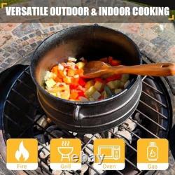 Marmite potjie en fonte à 3 pieds de 6 qt, type chaudron, avec couvercle et lève-couvercle, pré-culottée