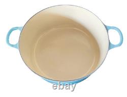 NOS LeCreuset Cocotte Ronde Émaillée en Fonte 24 Bleu Caraïbe 4,2 L 4,5 qt