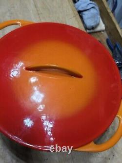 NOUVEAU! Cocotte Le Creuset Vintage Royal CHOMBARD Flamme Orange Couvercle Fabriqué en France