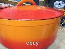 NOUVEAU! Cocotte Le Creuset Vintage Royal CHOMBARD Flamme Orange Couvercle Fabriqué en France