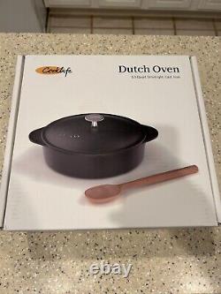 NOUVEAU ! Cocotte en fonte lisse et légère Cooklife de 5,5 quarts avec couvercle pré-assaisonné