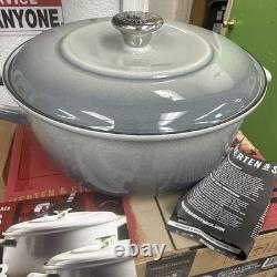 NOUVEAU Merten & Storck 1873 Cocotte en Fonte Émaillée Néerlandaise + Couvercle 5,3L Gris Nuage