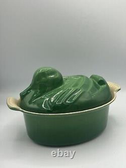 NOUVEAU Rare Le Creuset Cocotte en fonte émaillée en forme de canard vert