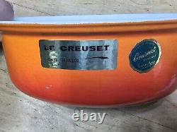 NOUVEAU ! Vintage Le Creuset #26 Cocotte en Fonte Orange FLAMME 6.5 Qt. France