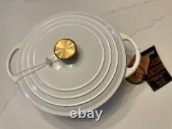 Nouveau Brandani Italie Fonte Disa Braiser 3 Qt Cocotte Pot Pan Blanc Couvercle en Or