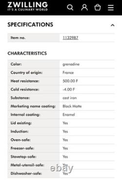 Nouvelle Cocotte Ronde Large et Peu Profonde Staub 6qt Grenadine + Bouton Cochon 1132987