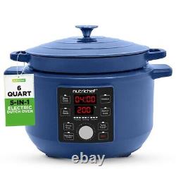 NutriChef 6 Quart Four à Dutch Électrique 1500W Pot en Fonte Émaillée avec Couvercle