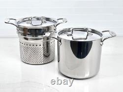 Pentola à pâtes All-Clad D5 en acier inoxydable à cinq couches de 7 Qt avec couvercle et insert