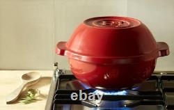 Pot à pain rond en céramique Emile Henry fabriqué en France, nouvelle cocotte avec couvercle.
