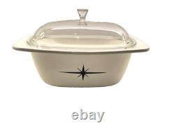 RARE CorningWare vintage noir Starburst cocotte en fonte de 4 pintes P-34-B avec couvercle Atomic