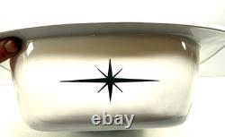 RARE CorningWare vintage noir Starburst cocotte en fonte de 4 pintes P-34-B avec couvercle Atomic