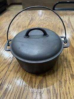 RARE Griswold Erie No. 6 Cocotte en fonte avec couvercle et logo incliné 2605 & 2606