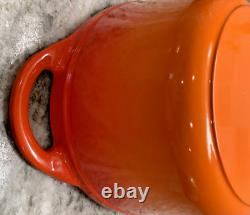 RARE Le Creuset 28cm 4 3/4 Qt. Cocotte ovale avec couvercle de plaque de gril orange Obre Nouveau