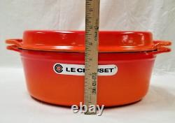 RARE Le Creuset 28cm 4 3/4 Qt. Cocotte ovale avec couvercle de poêle grill Cerise Rouge EUC