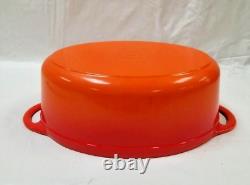 RARE Le Creuset 28cm 4 3/4 Qt. Cocotte ovale avec couvercle de poêle grill Cerise Rouge EUC