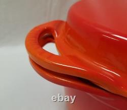 RARE Le Creuset 28cm 4 3/4 Qt. Cocotte ovale avec couvercle de poêle grill Cerise Rouge EUC