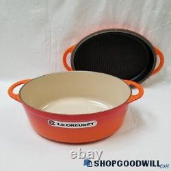 RARE Le Creuset 28cm 4 3/4 Qt. Cocotte ovale avec couvercle de poêle grill Cerise Rouge EUC