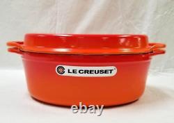 RARE Le Creuset 28cm 4 3/4 Qt. Cocotte ovale avec couvercle de poêle grill Cerise Rouge Neuf