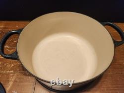 RARE Le Creuset 7,25 Qt Cocotte Ronde en Fonte Émaillée Bleu Nuit #28